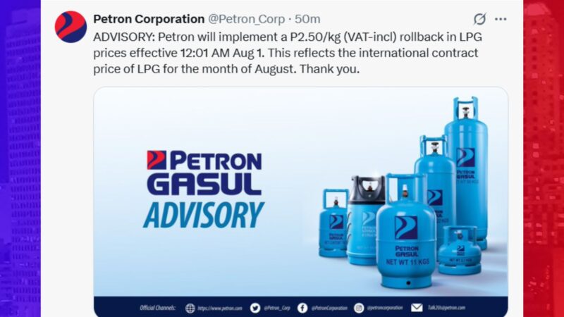 Presyo ng 11-kg LPG Cylinder bababa ng P22 hanggang P27