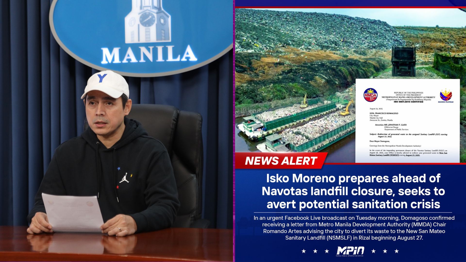 Navotas Landfill permanente nang isasara; Basura ng Maynila itatapon sa landfill sa San Mateo Rizal