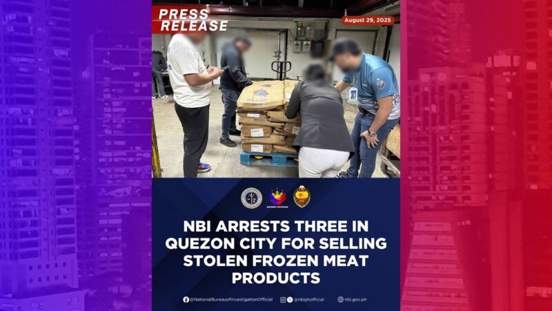 3 timbog sa pagbebenta ng nakaw na frozen meat sa QC