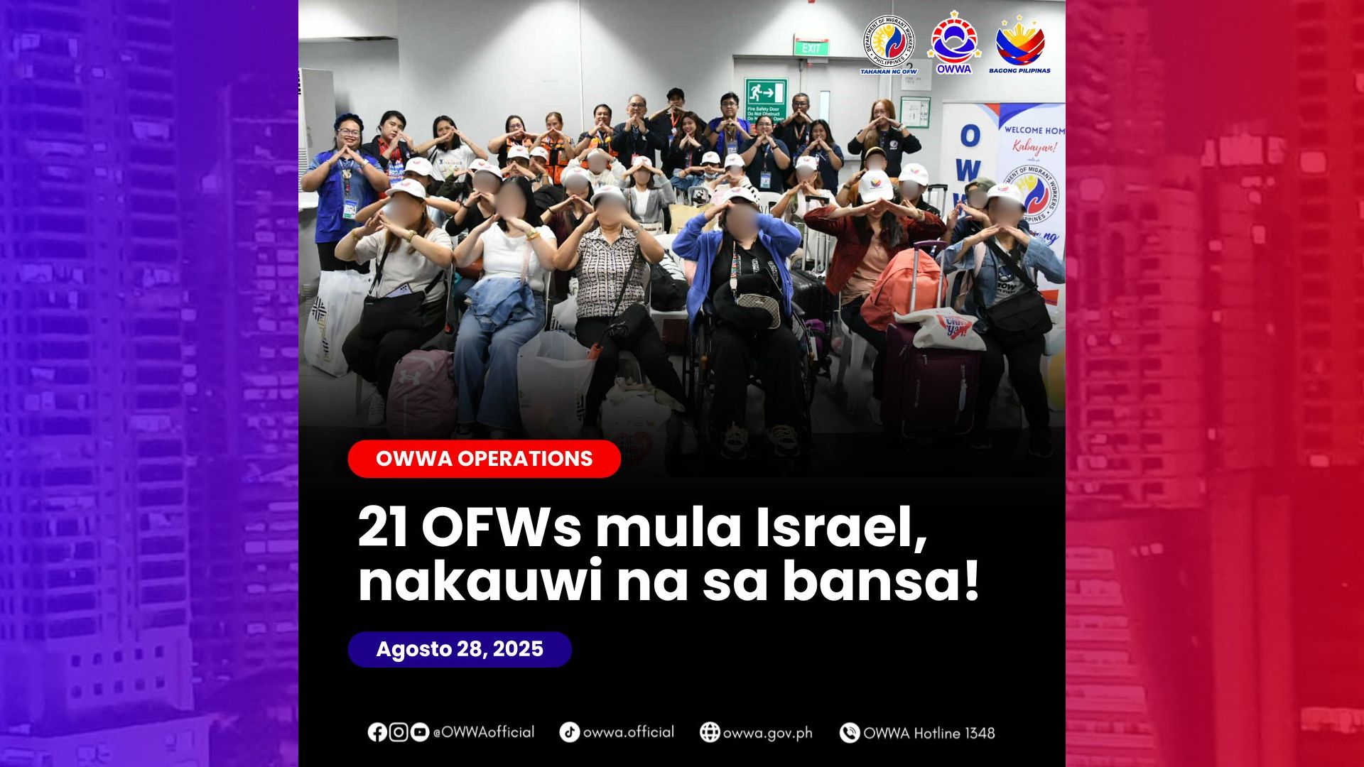 21 Pinoy mula Israel ligtas na nakauwi sa bansa