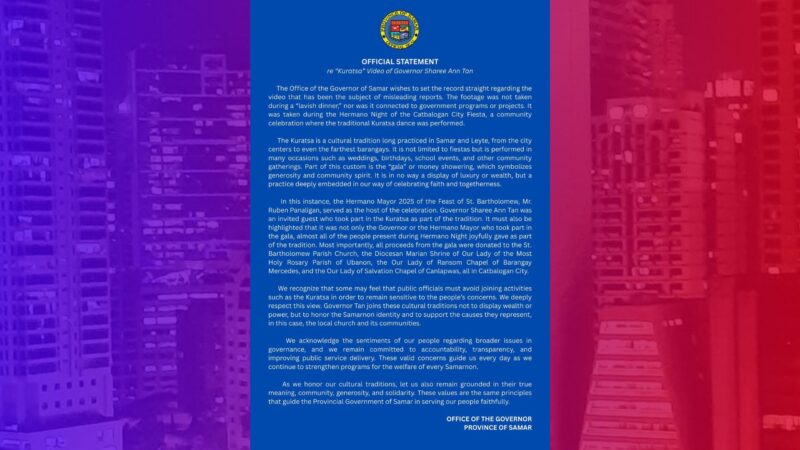 Gov. Tan nagpaliwanag sa video ng pagsasayaw habang hinahagisa ng pera