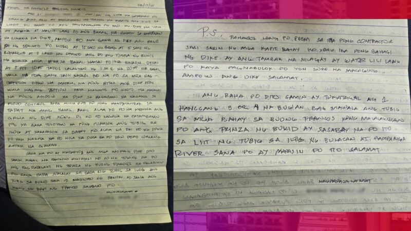 Residente sa Calumpit sumulat kay Pangulong Marcos para ireklamo ang palpak na pagkakagawa sa dike
