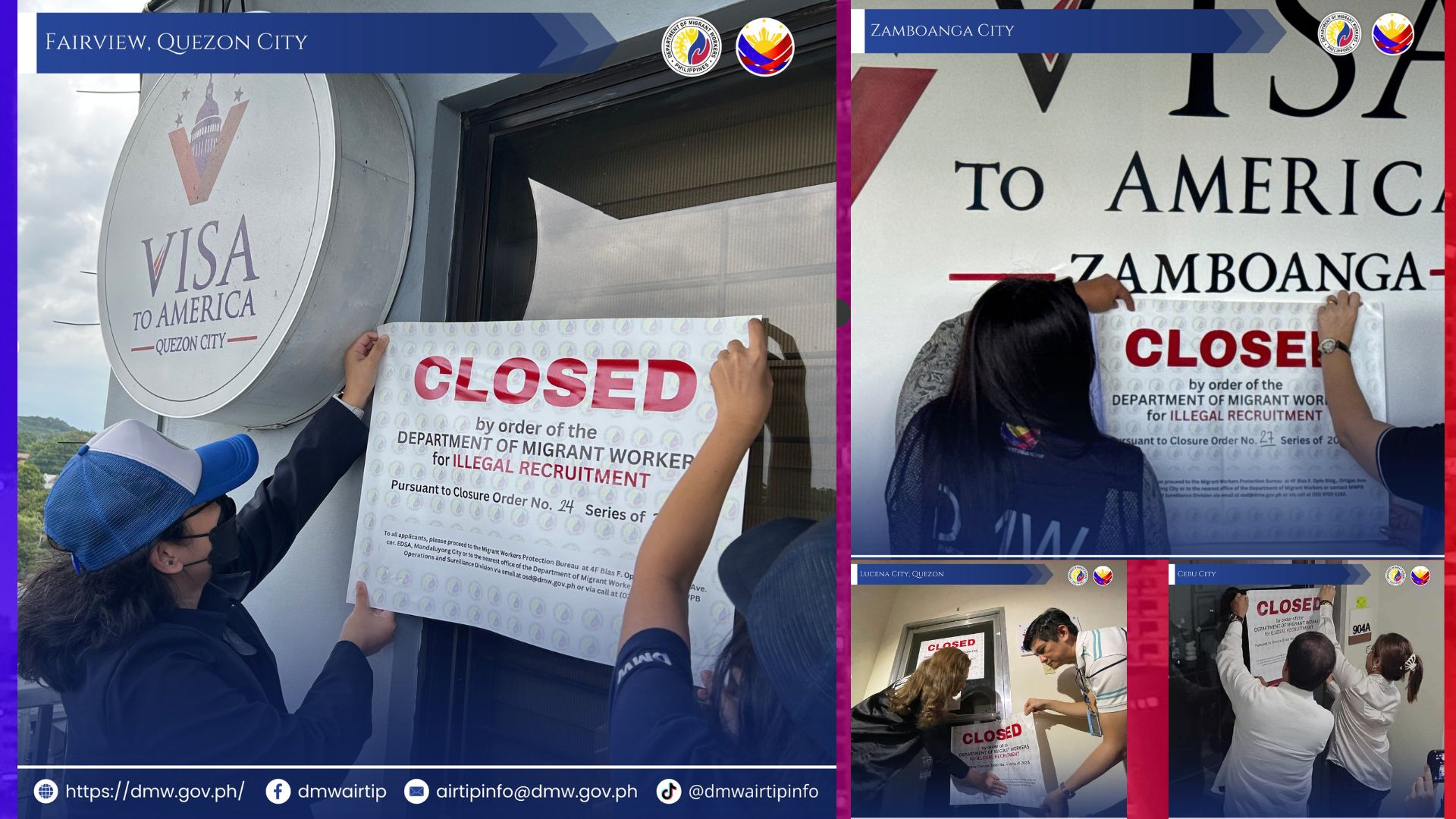 Walong branch ng kumpanyang Visa to America ipinasara ng DMW