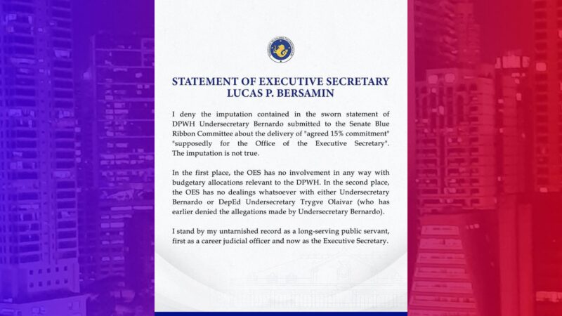 ES Bersamin itinangging sangkot siya sa hatian sa flood control anomaly