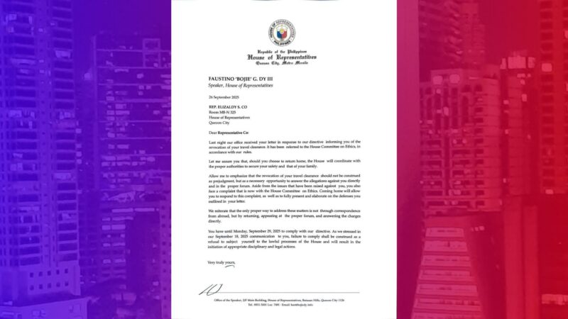 Kamara nag-isyu ng final warning kay Rep. Zaldy Co