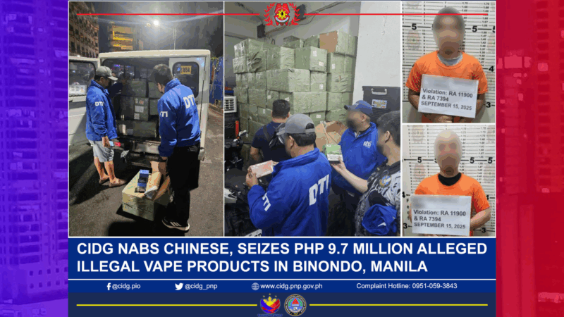 P9.7M na halaga ng illegal vape products nakumpiska sa Binondo