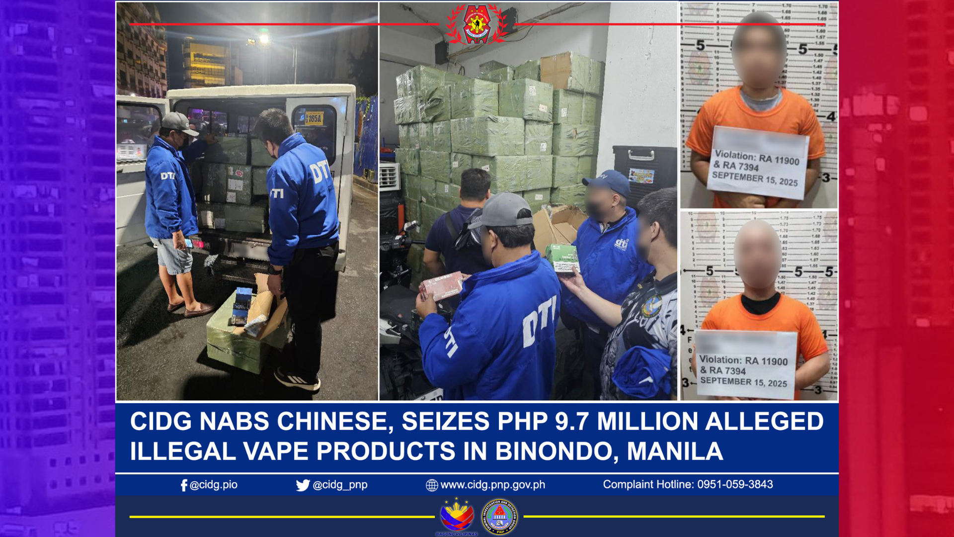 P9.7M na halaga ng illegal vape products nakumpiska sa Binondo