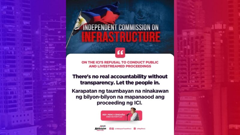 Livestreaming sa ICI Hearings iginiit ng Akbayan