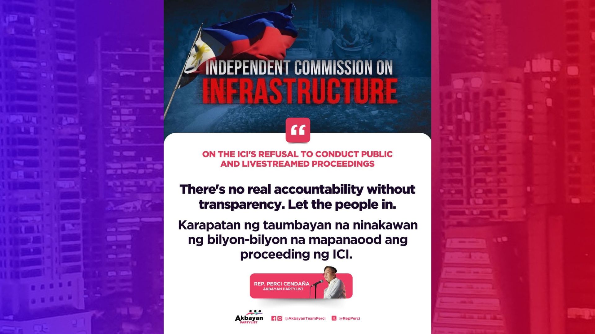 Livestreaming sa ICI Hearings iginiit ng Akbayan