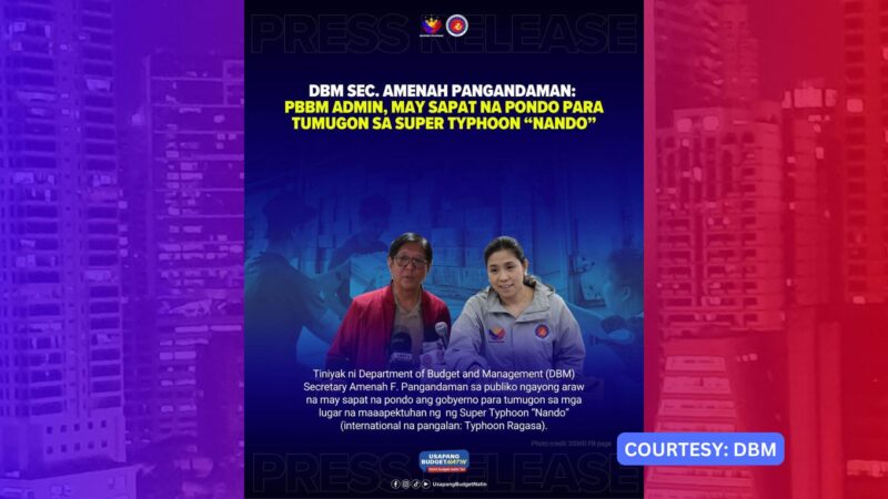 Pamahalaan may sapat na pondo para agad matulungan ang mga nasalanta ng bagyong Nando – DBM
