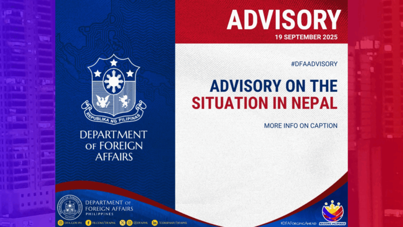 Mga Pinoy pinayuhang ipagpaliban muna ang pagbiyahe patungong Nepal