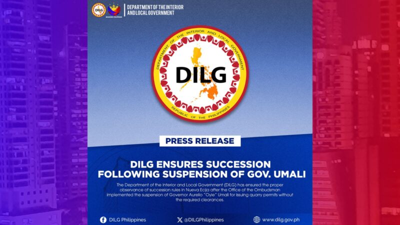 DILG pinatitiyak ang patuloy na government service sa Nueva Ecija matapos ang suspensyon kay Gov. Umali