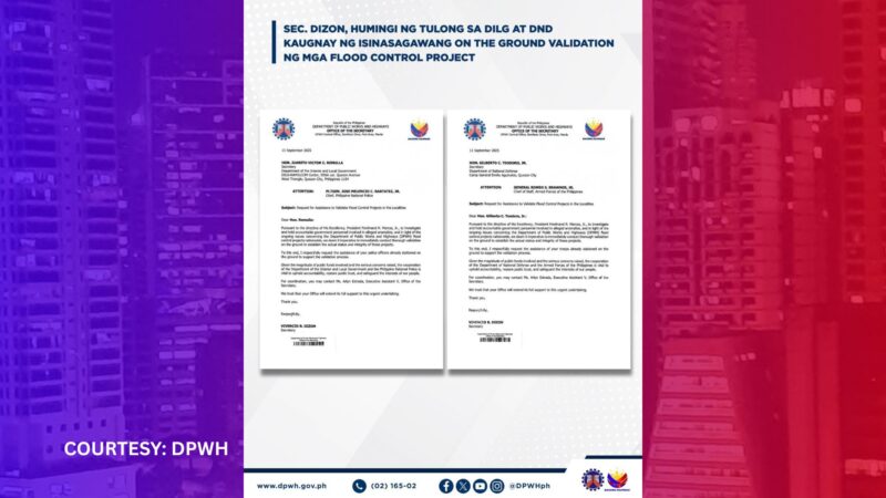 DPWH hiningi ang tulong ng PNP, AFP sa isinasagawang ground validation sa flood control projects
