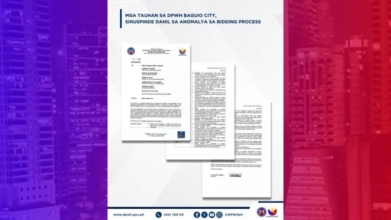 6 na empleyado ng Baguio District Engineering Office sinuspinde ng DPWH