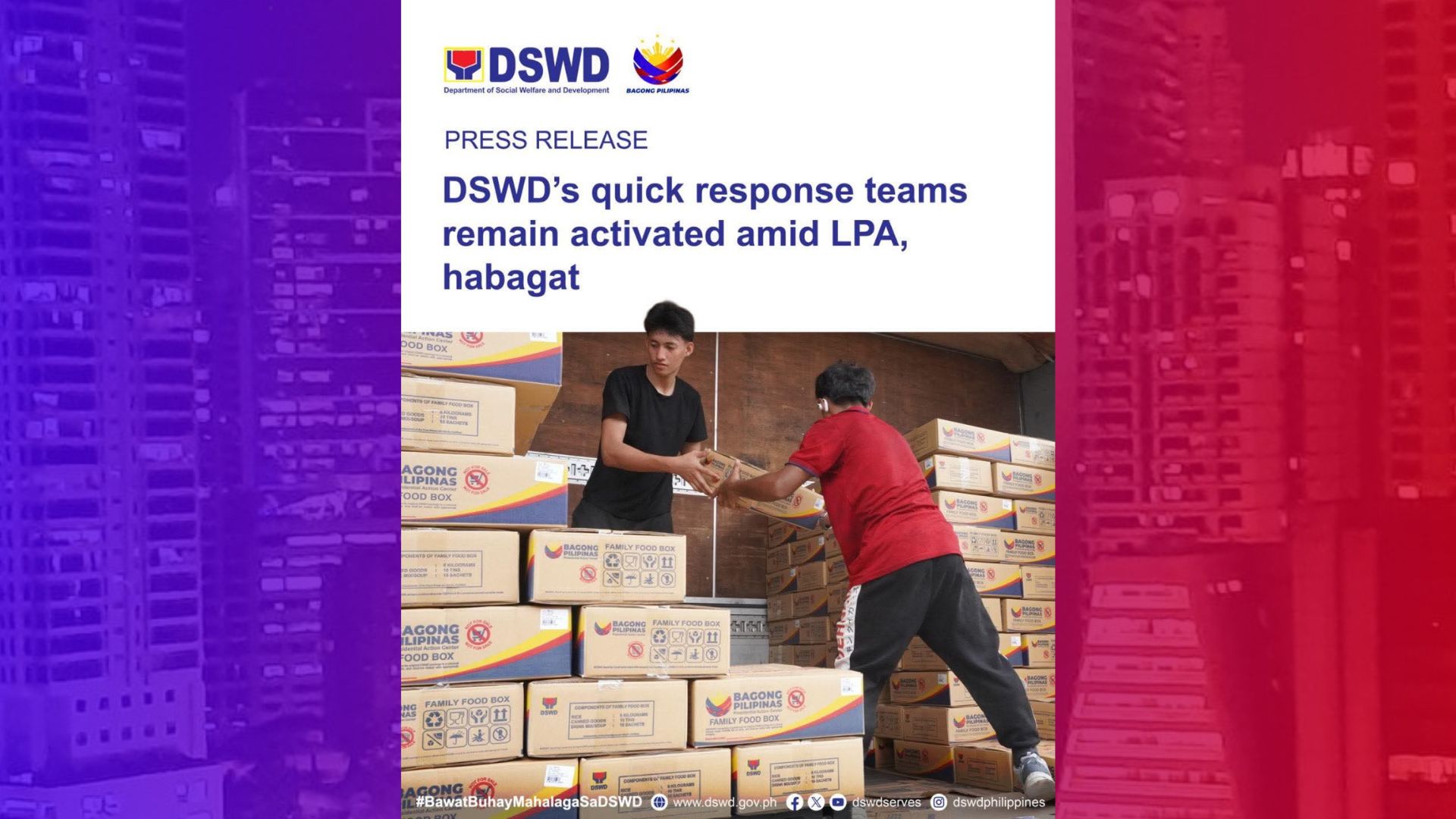 Disaster Response ng DSWD naka-full alert sa posibleng epekto ng Habagat at LPA