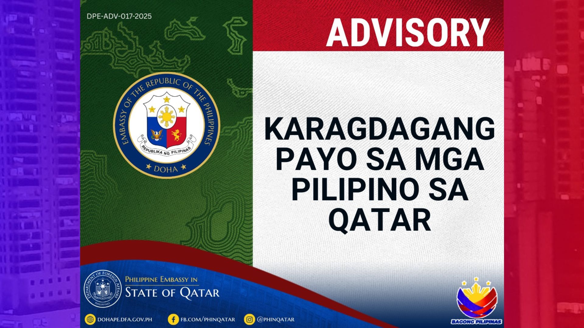 Mga Pinoy sa Doha ligtas matapos ang Air Strike ng Israel