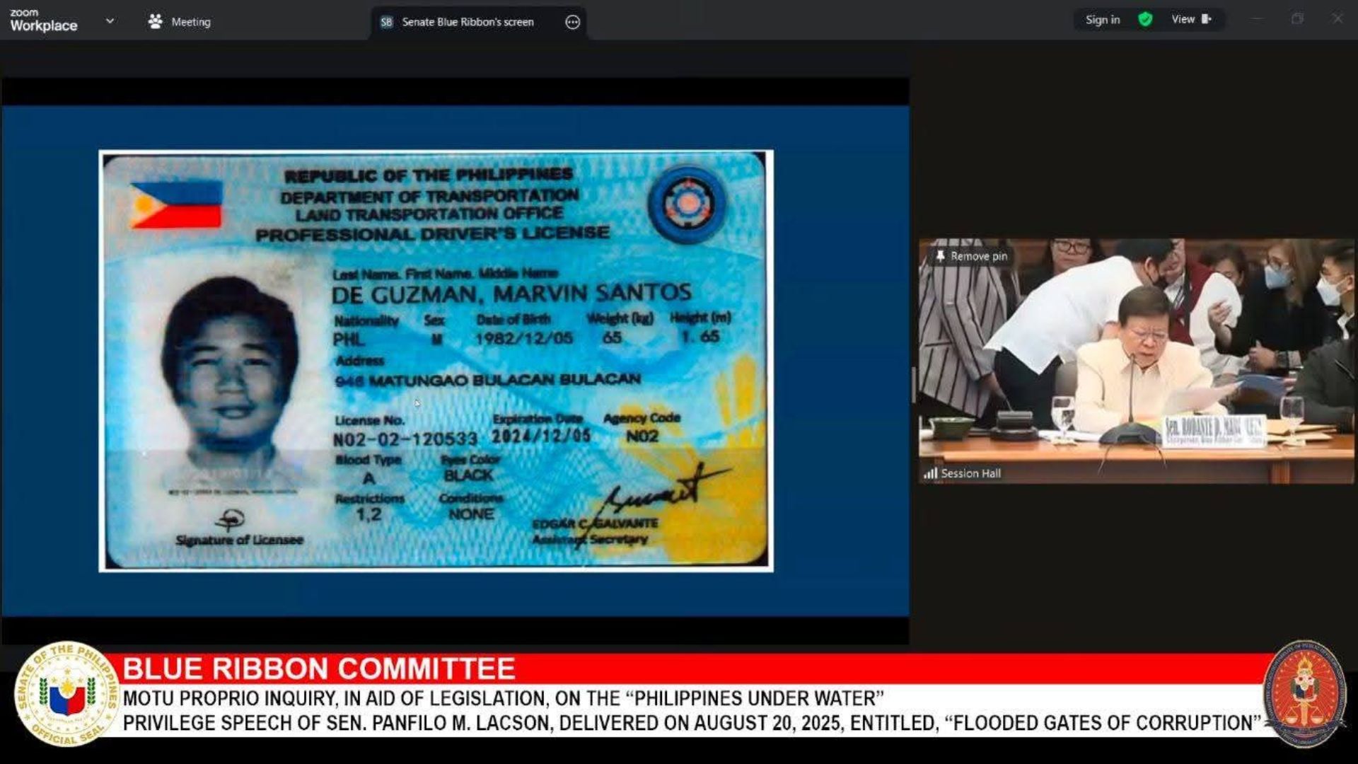Hinihinalang pekeng driver’s license ng 2 dating DPWH officials wala sa rekord ng LTO