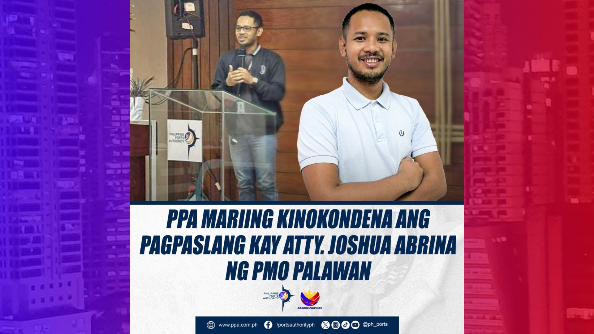 PPA kinondena ng pananambang sa isa nilang opisyal sa Palawan