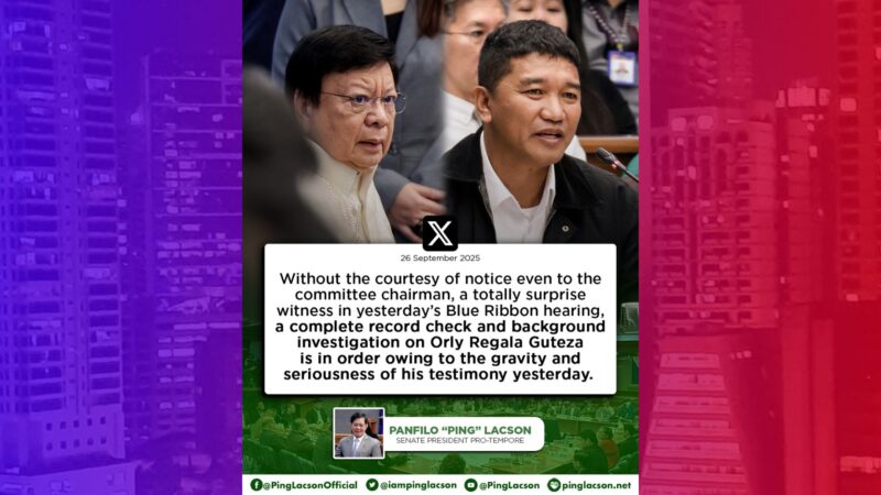 Surprise witness ni Marcoleta, isasailalim sa background check