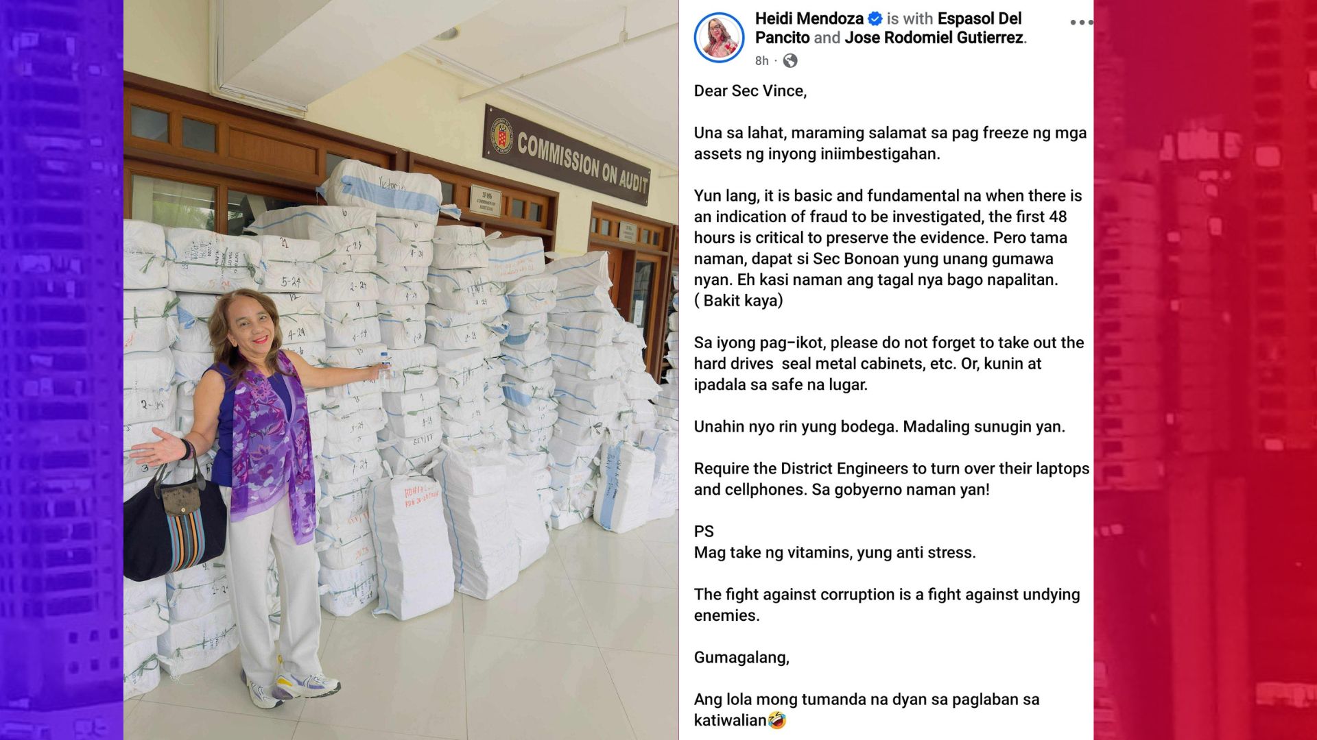Laptops, cellphones ng mga district engineer kumpiskahin dapat ng DPWH