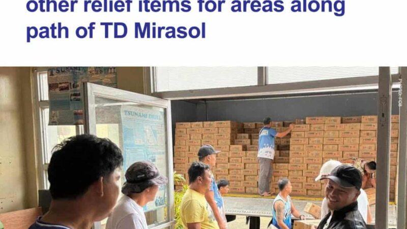 DSWD naghanda ng higit 2M food packs at iba pang relief items para sa mga lugar na maapektuhan ng bagyong Mirasol