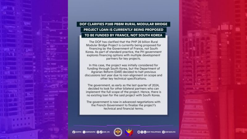 P28B Rural Modular Bridge Project popondohan ng France at hindi ng South Korea