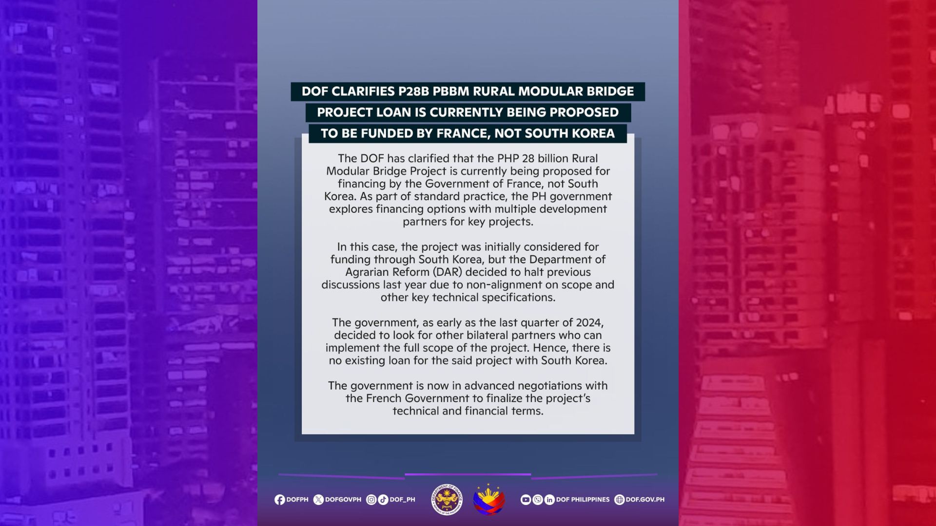 P28B Rural Modular Bridge Project popondohan ng France at hindi ng South Korea