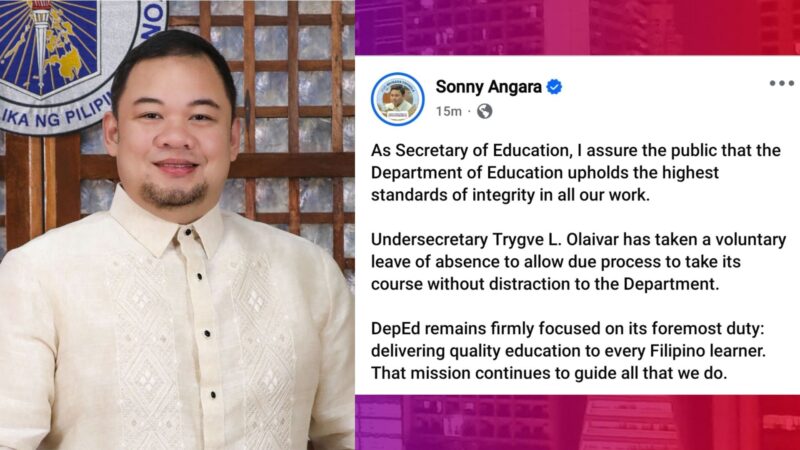 Usec ng DepEd na pinangalanan sa flood control mess naghain ng leave of absence