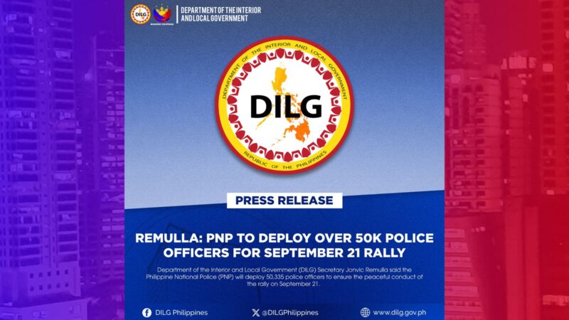 Higit 50K pulis ipakakalat sa isasagawang mga protesta sa Sept. 21