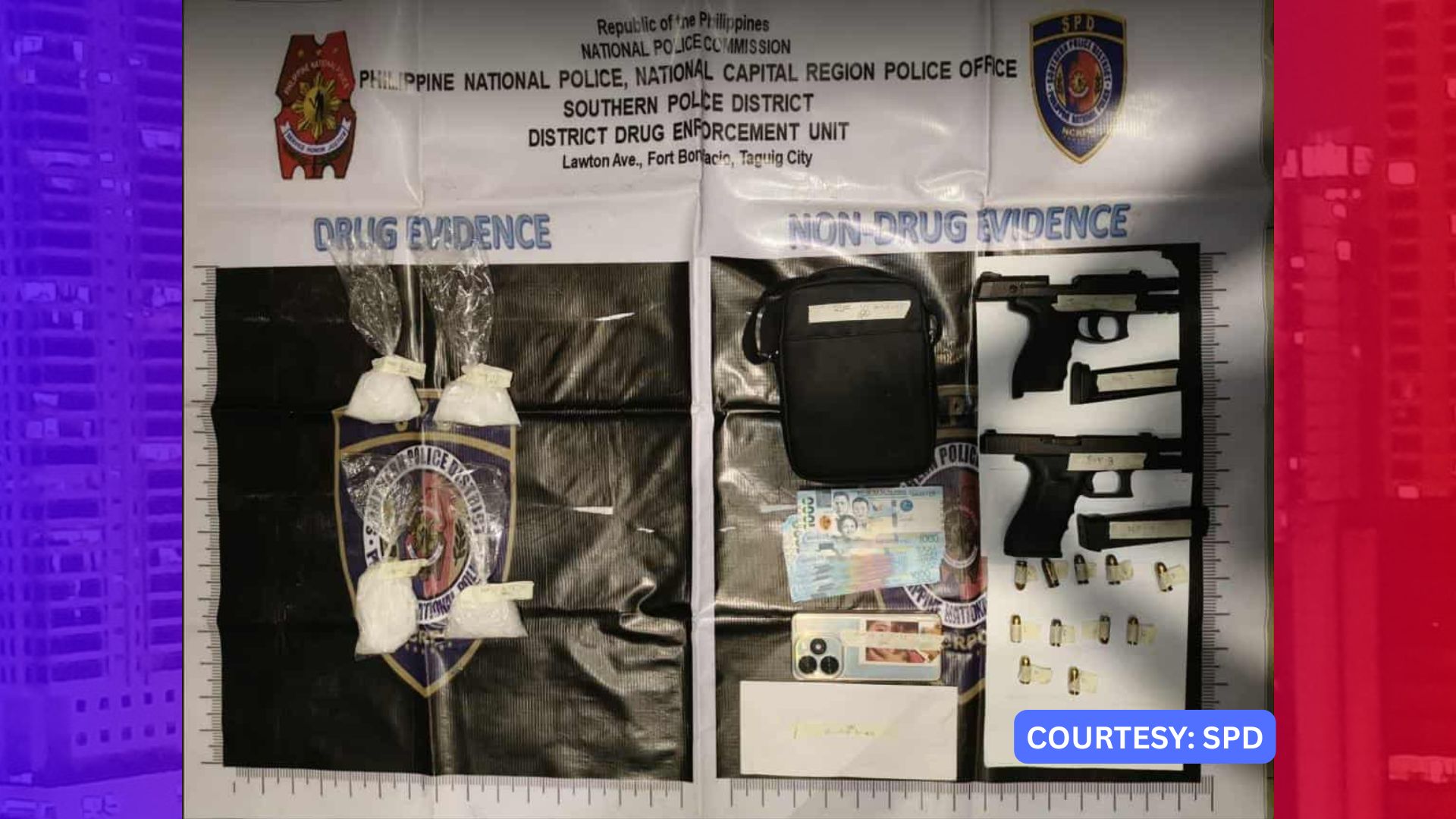 200 gramo ng shabu at mga baril nakumpiska ng SPD sa Taguig drug bust