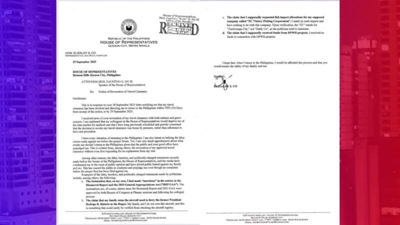 Rep. Zaldy Co babalik sa bansa; haharapin ang mga paratang laban sa kaniya