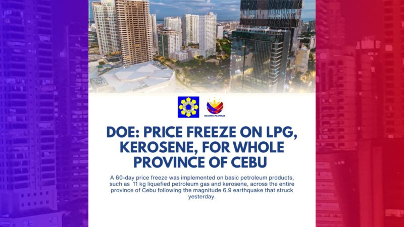 Price freeze sa LPG, kerosene sa Cebu babantayan ng DOE