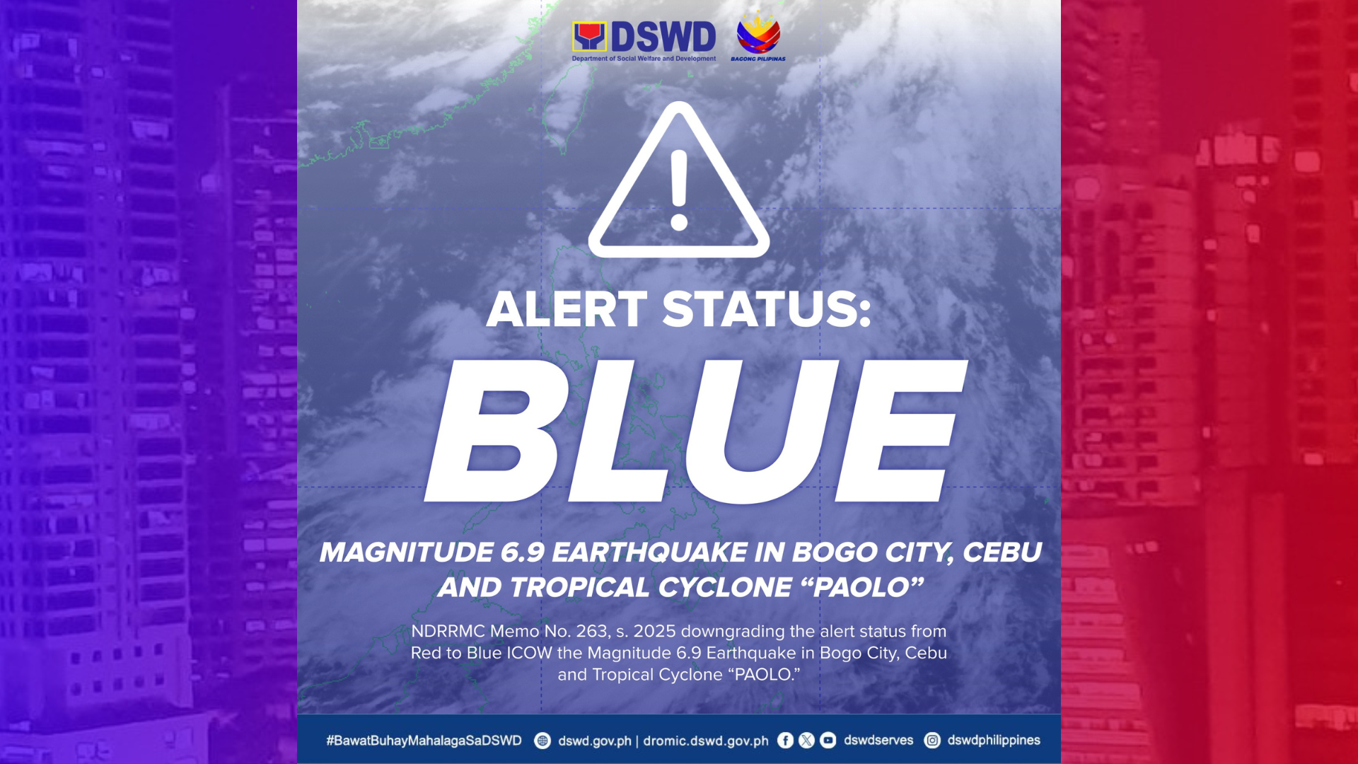 Status ng Disaster Response ng DSWD ibinaba sa Blue Alert