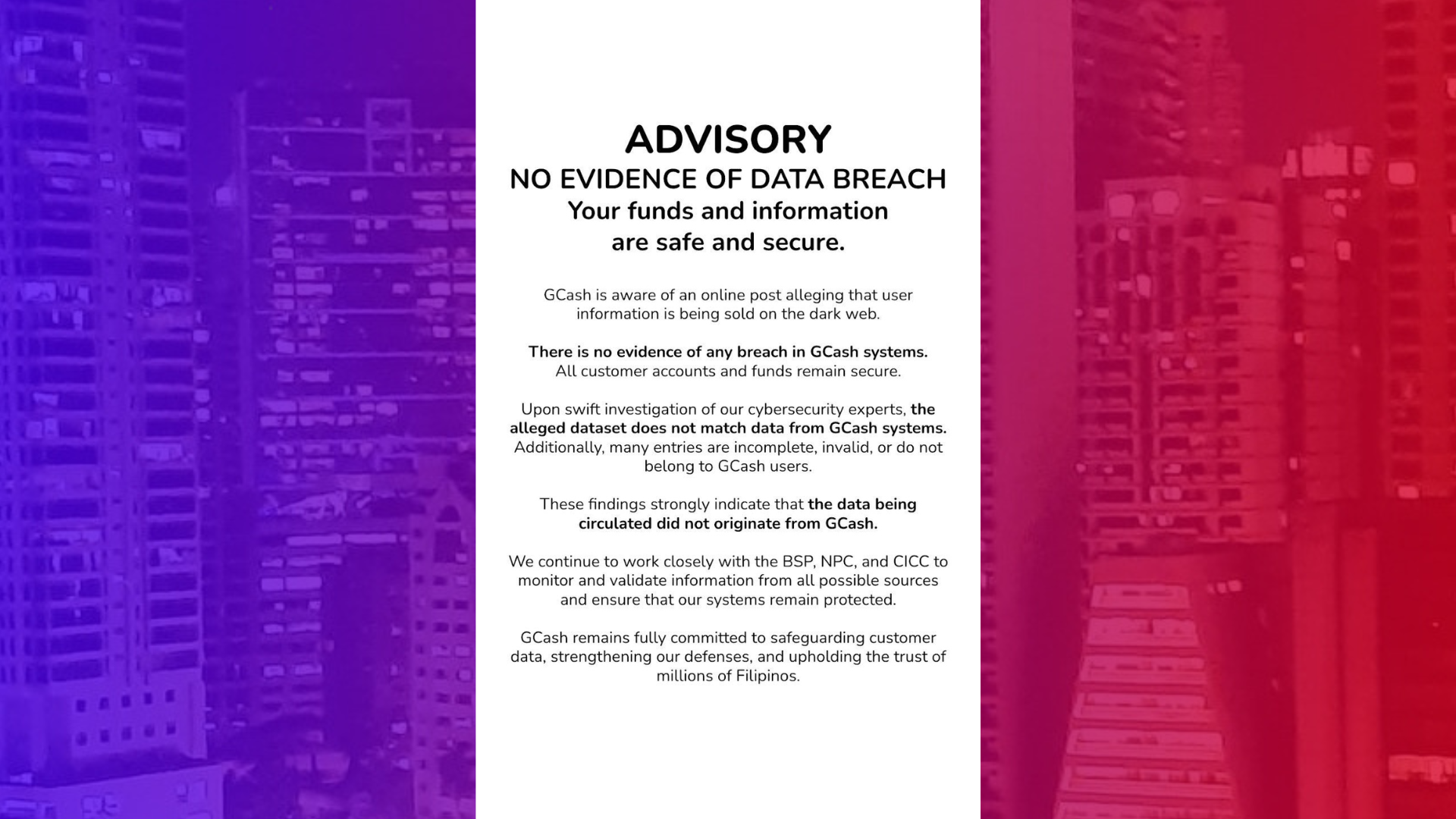 Ulat ng data breach itinanggi ng GCash