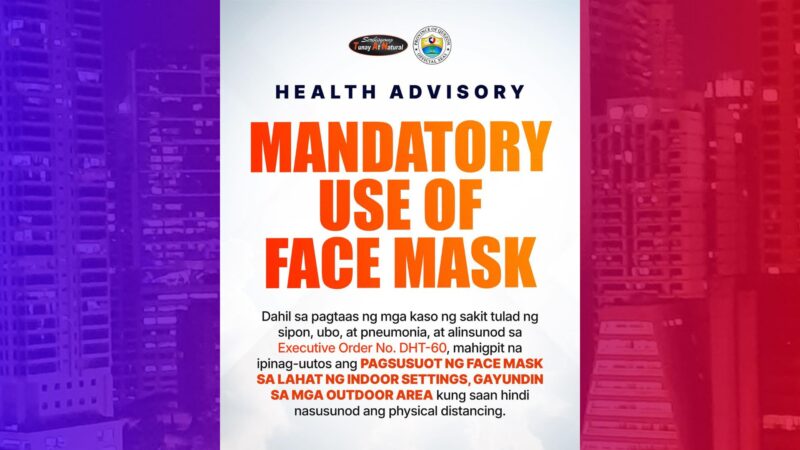 Mandatory na paggamit ng face mask sa Quezon iniutos dahil sa pagdami ng kaso ng flu