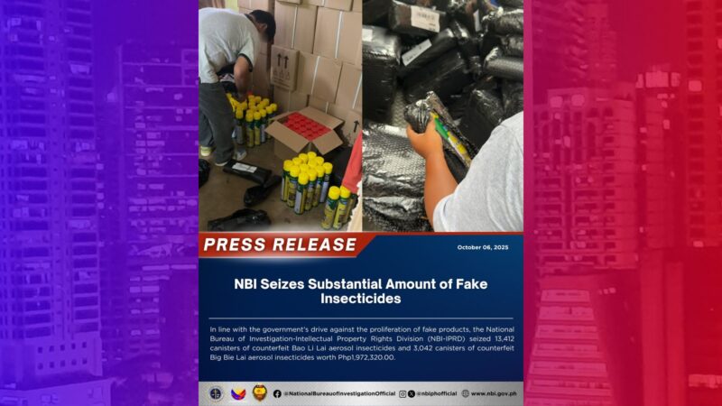 P1.9M na halaga ng pekeng insecticides nakumpiska ng NBI sa Valenzuela City at Maynila