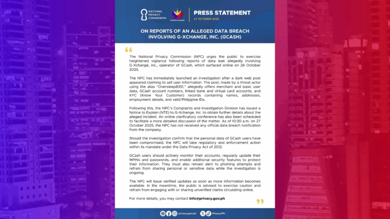 GCash users hinikayat na mag-update ng MPIN at password