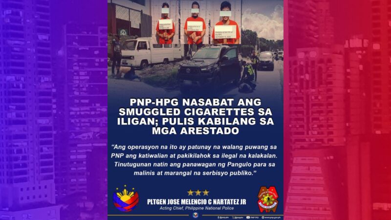 Smuggled yosi nakumpiska sa Iligan; pulis kasama sa natimbog