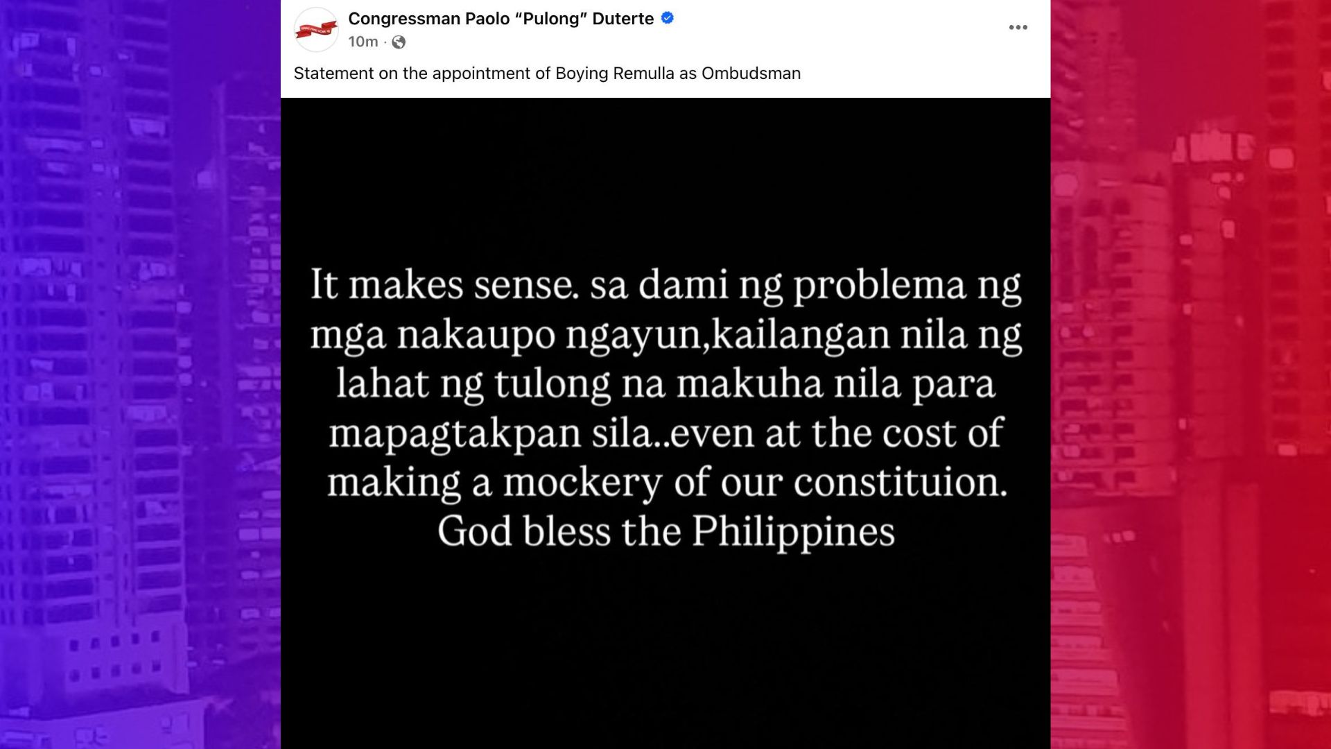 Boying Remulla gagamitin ng pamahalaan para pagtakpan ang mga opisyal na sangkot sa anomalya