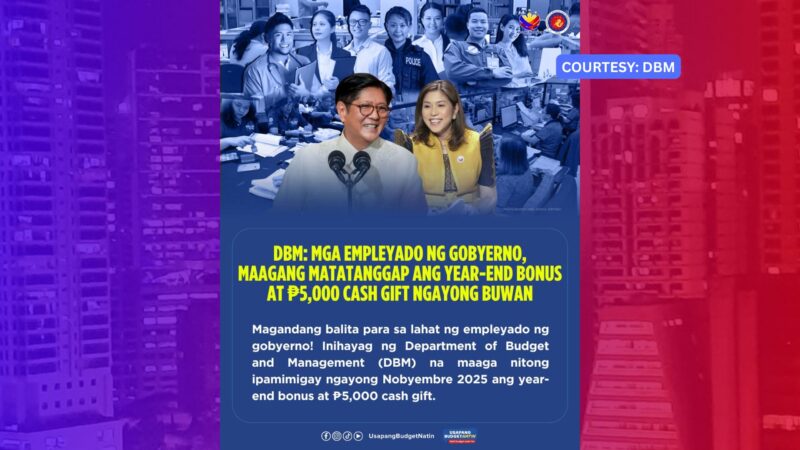 Mga kawani ng gobyerno maagang matatanggap ang kanilang yearend bonus