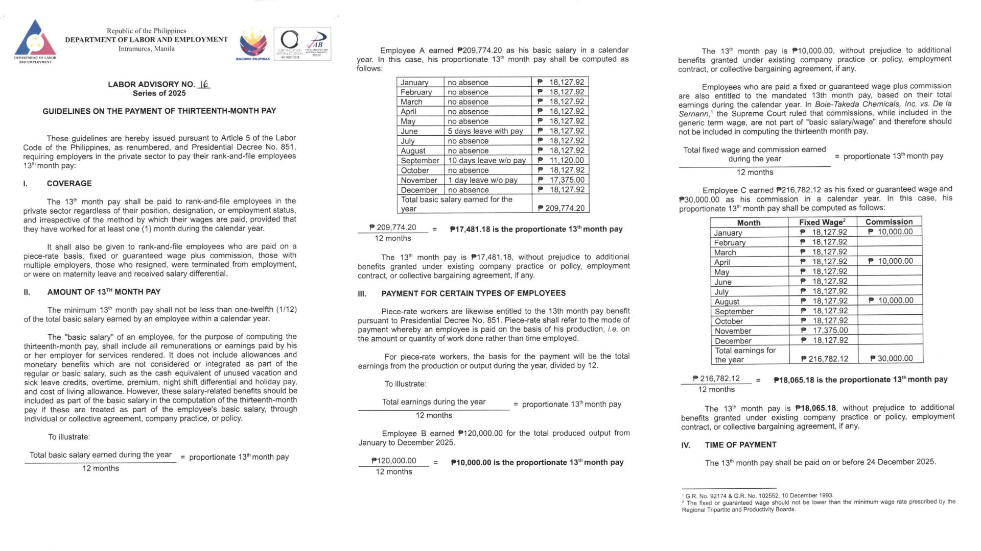 DOLE pinaalalahanan ang employers sa pagbibiga ng 13th Month Pay