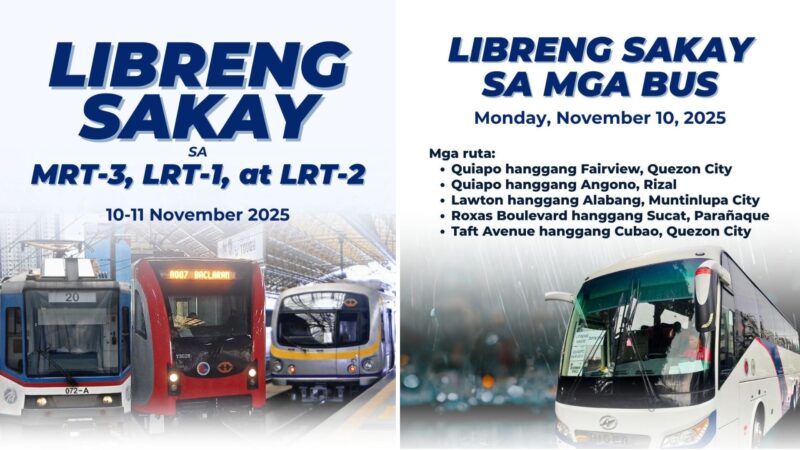 Libreng Sakay sa MRT, LRT at bus iniutos ng Malakanyang