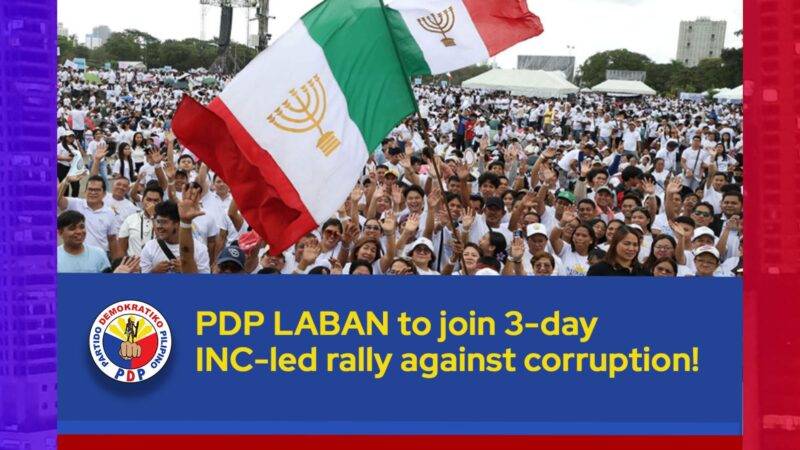 PDP Laban lalahok sa 3-araw na INC Rally