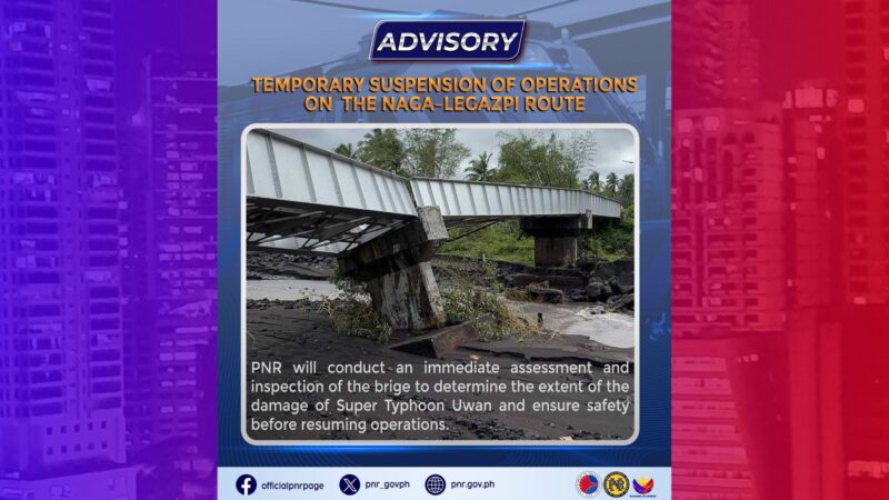 Naga-Legazpi PNR Route suspendido; dagdag PUVs iniutos ng DOTr