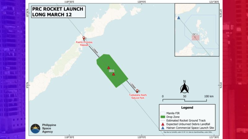 China naglunsad ng rocket; debris posibleng bumagsak sa bahagi ng Palawan
