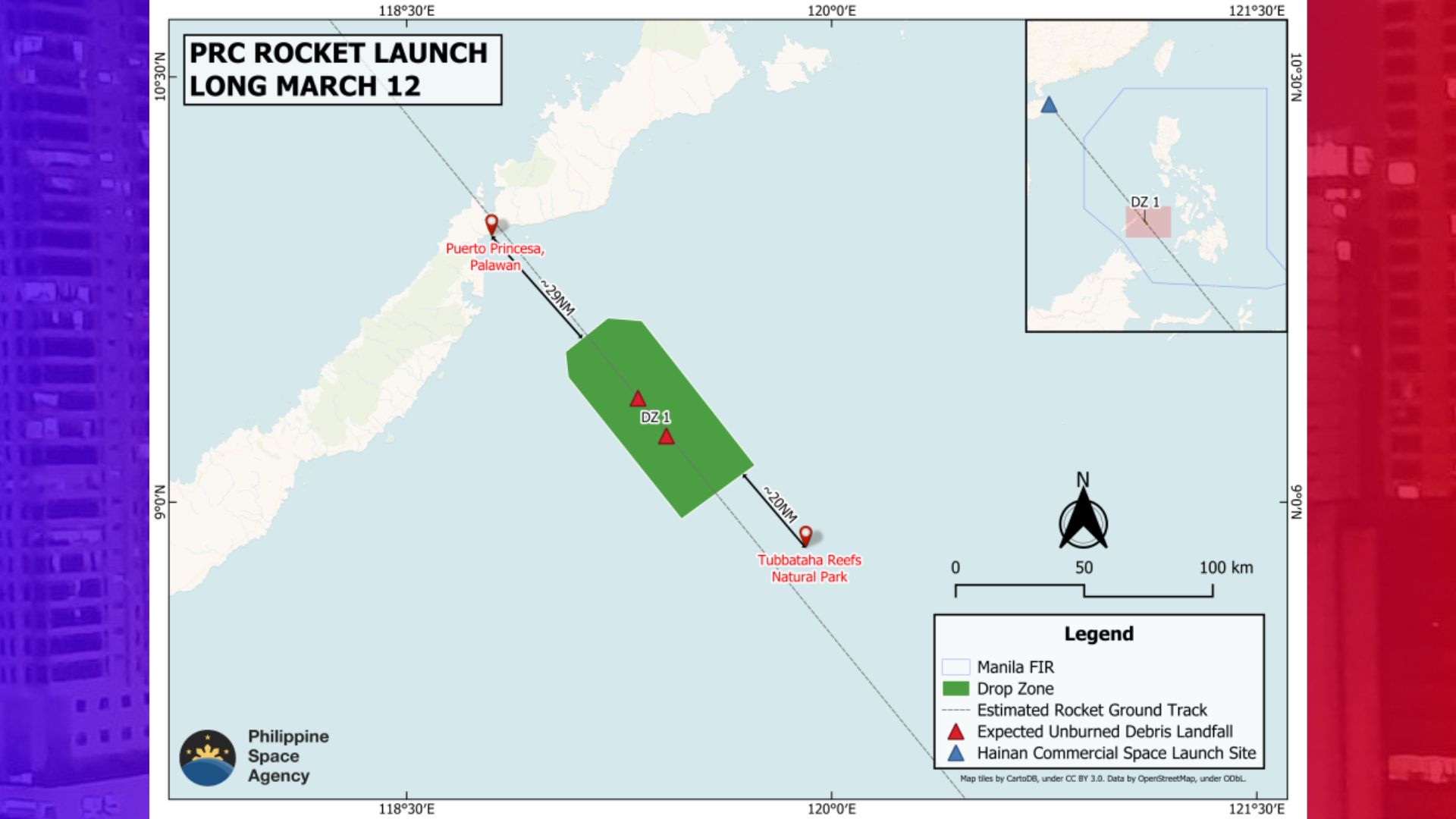 China naglunsad ng rocket; debris posibleng bumagsak sa bahagi ng Palawan