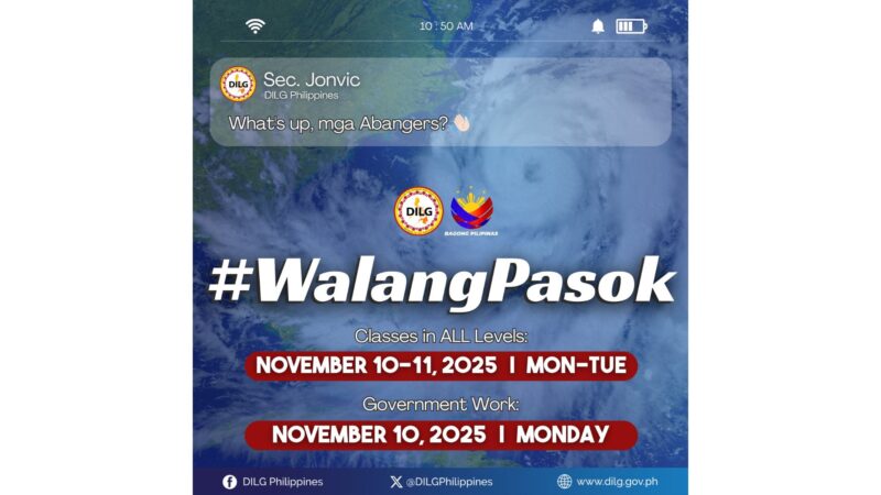 WALANGPASOK: Klase sa at pasok sa mga tanggapan ng gobyerno sa buong Luzon, Region 8 sinuspinde ng Malakanyang