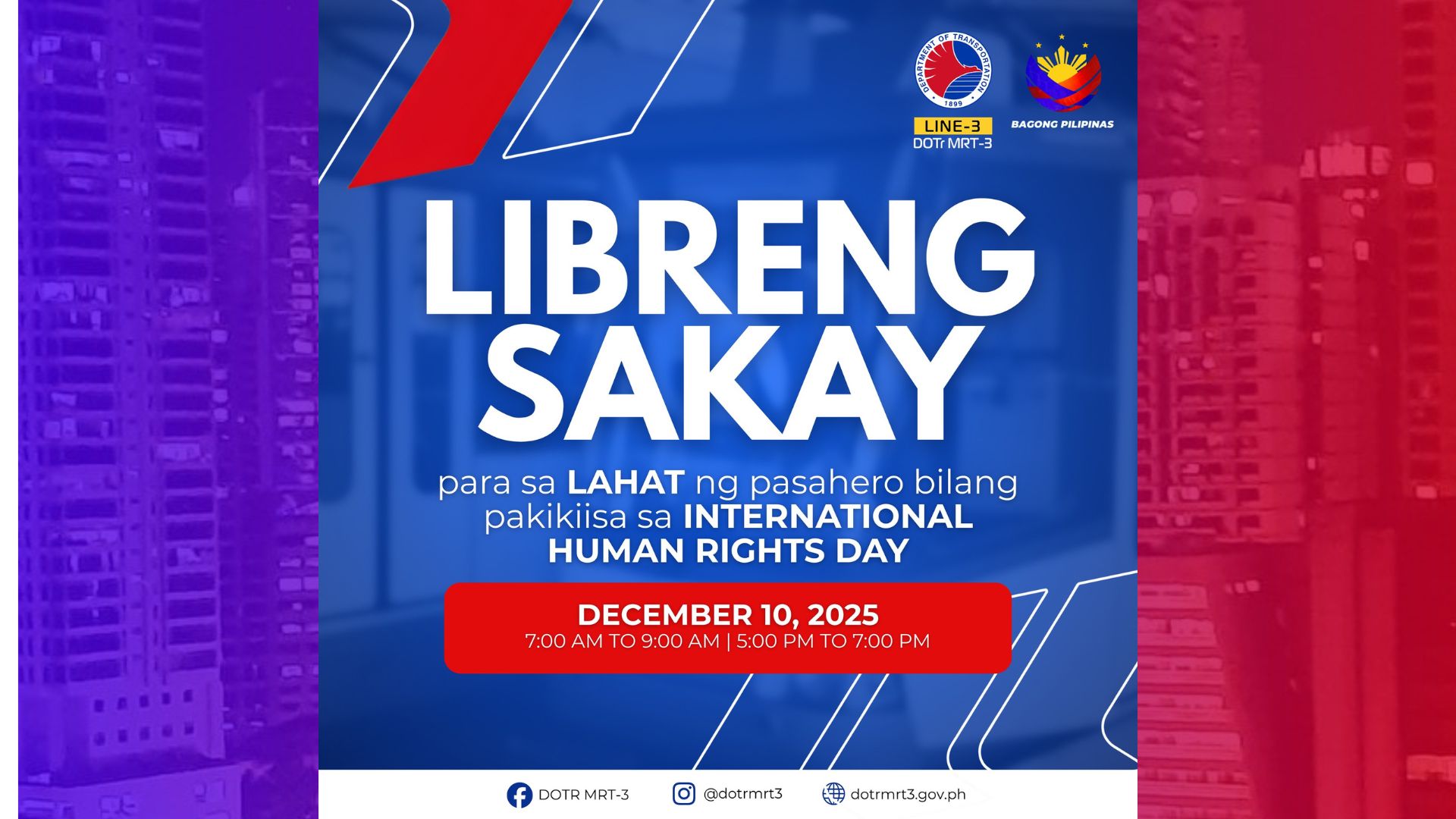 MRT-3 may libreng sakay sa Dec 10