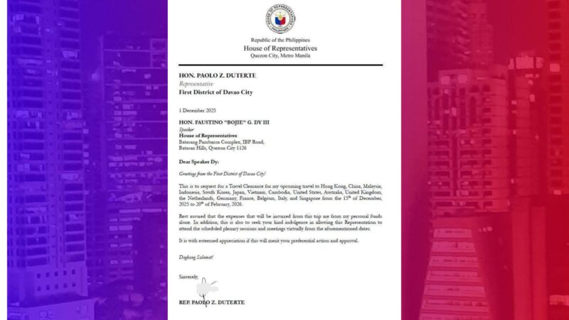 Palasyo walang pakialam sa World Tour ni Cong. Pulong Duterte