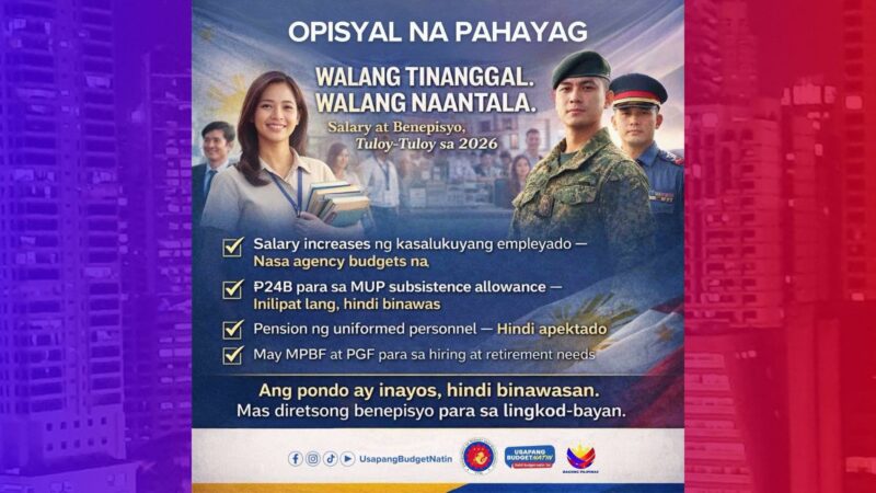 Salary increase, retirement benefits ng government employees buo pa rin sa inaprubahang 2026 budget
